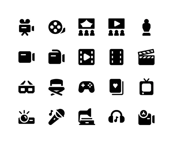 Iconos de glifos de entretenimiento — Archivo Imágenes Vectoriales