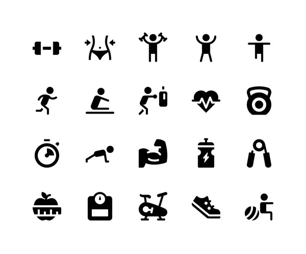 Fitness Glyph Icons — Stock Vector