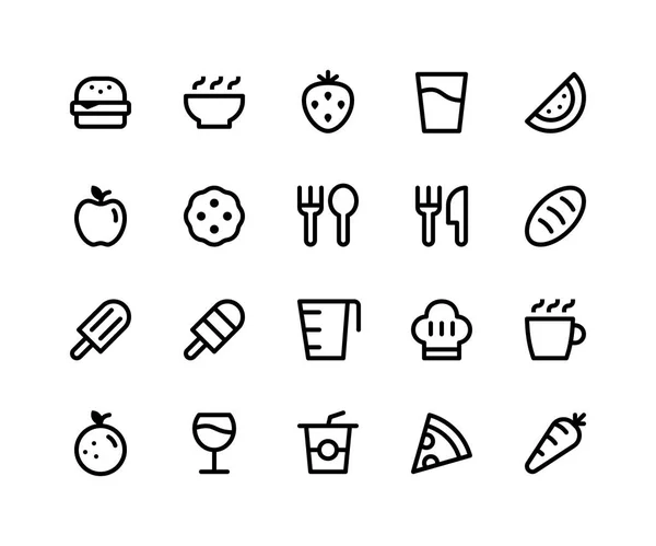 Mat & drink linje ikoner — Stock vektor