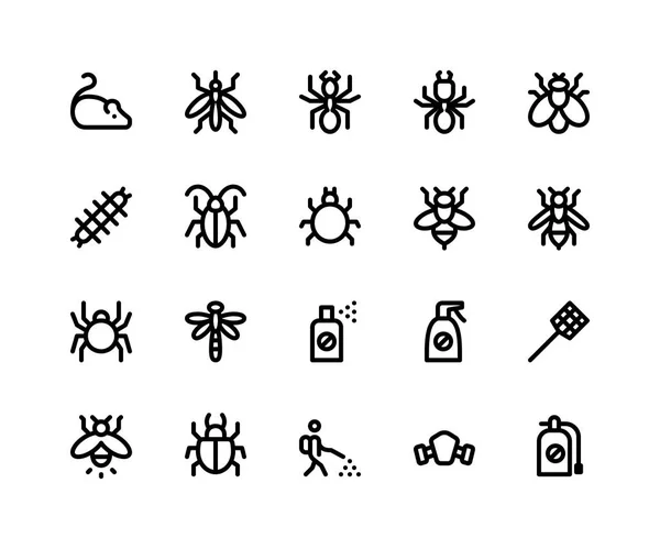 Pest Control Line Icons — Stock Vector