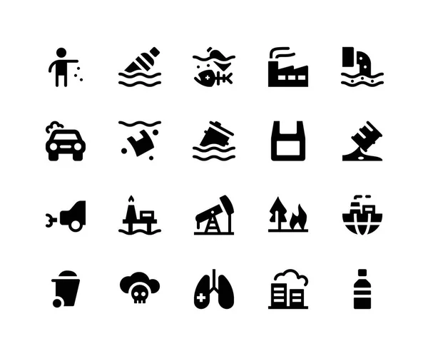 Pollution Glyph Icons — Stock Vector