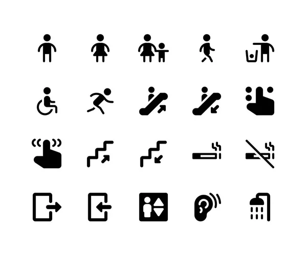 Glyph-pictogrammen voor wayfinding — Stockvector