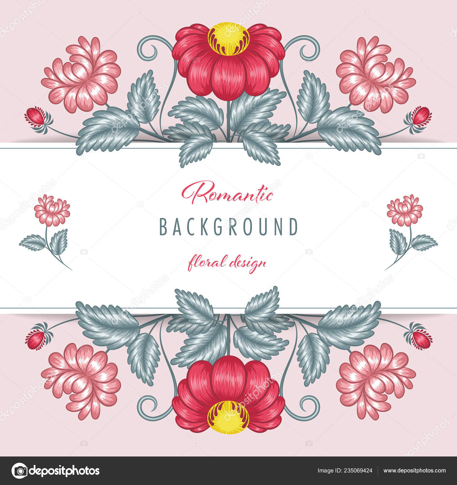 Fundo Floral Romantico Com Flores Estilizadas Cartao Felicitacoes Modelo Convite Vetores De Stock C Nonikastar 235069424