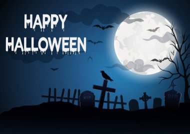 Cadılar Bayramı, bir mezar arka plan, vektör çizim ile