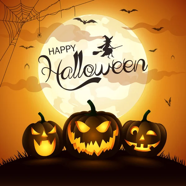 Halloween geceler arka plan ile kabak, vektör çizim