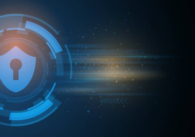 İzometrik Internet güvenlik kilit iş kavramı. kişisel bilgi veri bağlantı pc smartphone geleceğin teknolojisi. vektör çizim