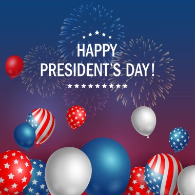 Mutlu Başkanlar günü ABD havai fişek arka plan ile. vektör çizim