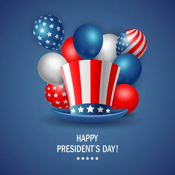 Joyeux Design Affiche Journée Président Avec Chapeau Illustration Vectorielle — Image vectorielle