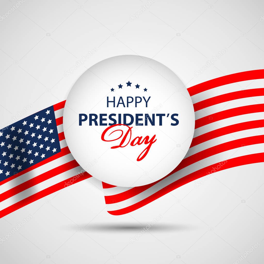 Presidents day paper banner background with american flag. Vector illustration