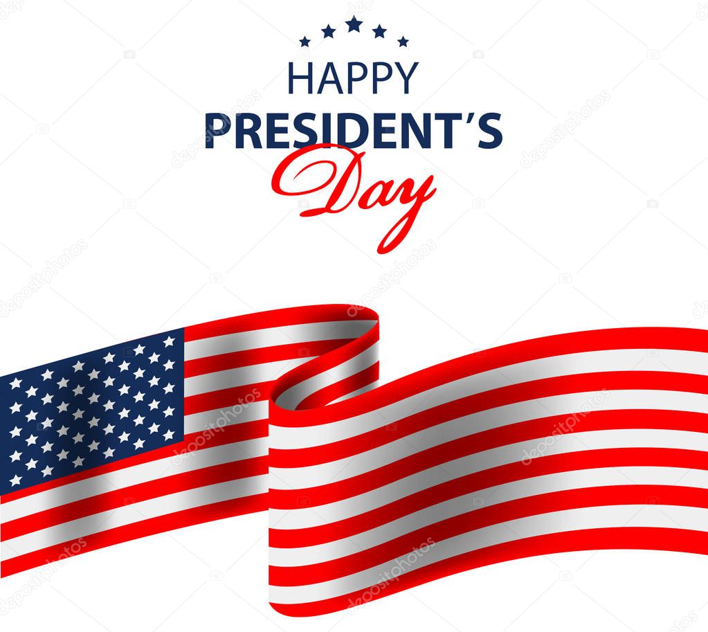 Happy Presidents Day background with flag USA. Vector illustration