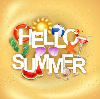 plaj kum arka plan ile yaz satışı. vektör illüstrasyon