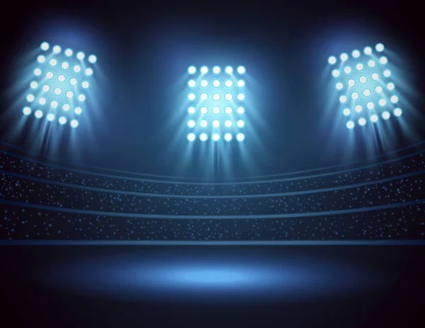 Stadium lights and Three spotlights field. Vector illustration