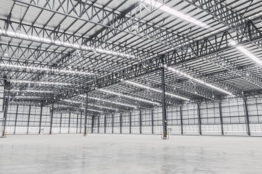 Boş depo. Con ile fabrika binası veya depo binası