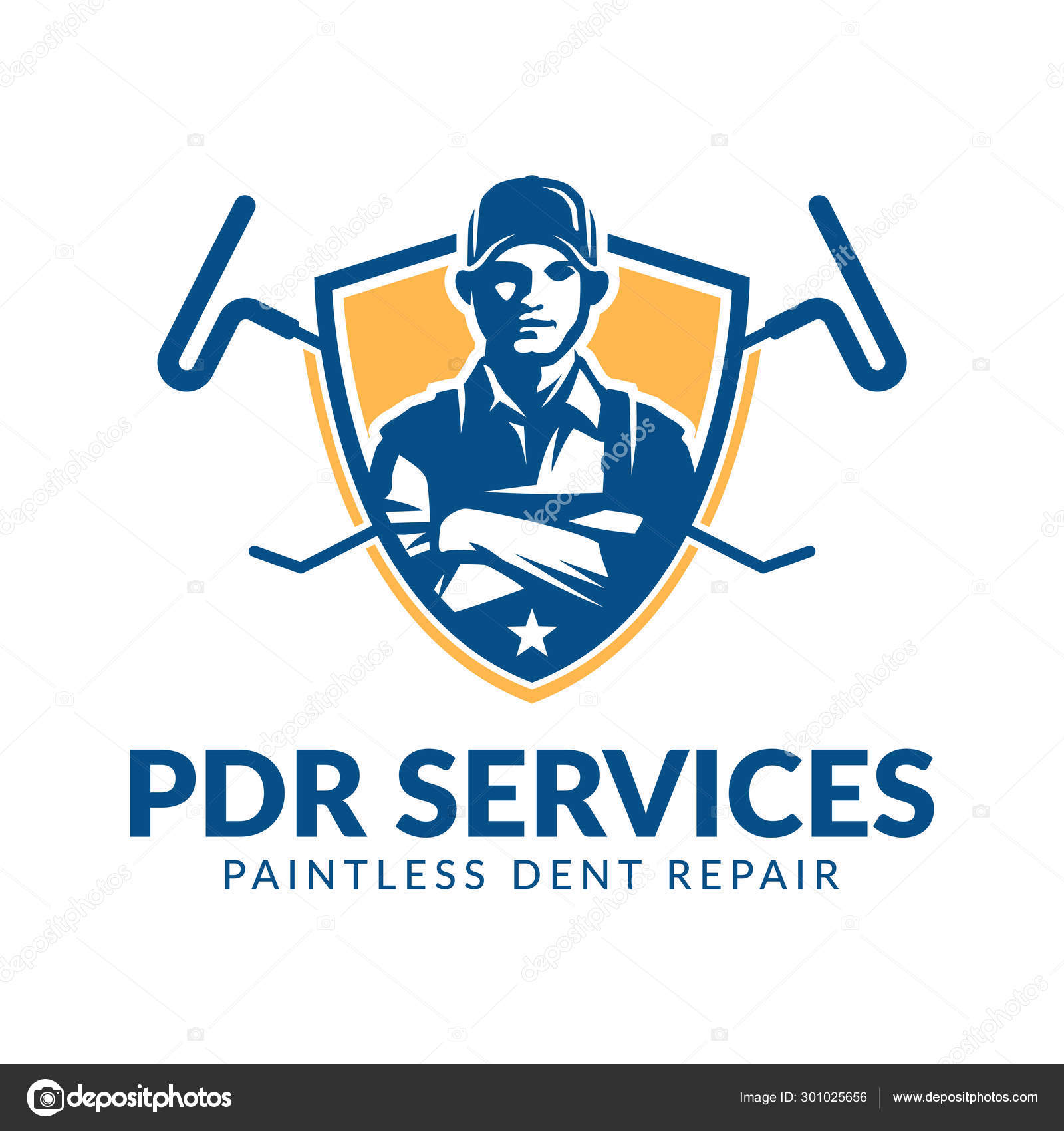 Paintless Dent Repair logo, PDR service logo, automotive company Stock