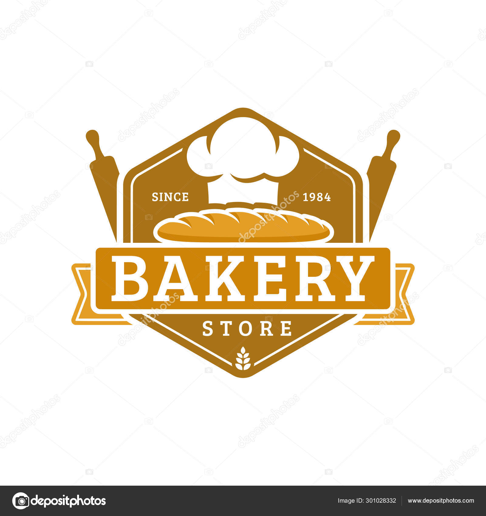 Bakery logo template, vector illustration. Bakery shop emblem, vintage ...