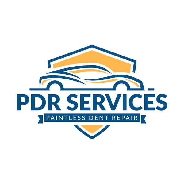 Logo de reparación de abolladuras sin pintura, logotipo de servicio de PDR, empresa automotriz — Archivo Imágenes Vectoriales