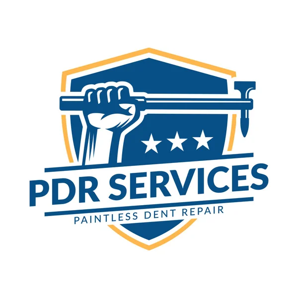 Paintless Dent Repair logosu, Pdr servis logosu, otomotiv şirketi — Stok Vektör