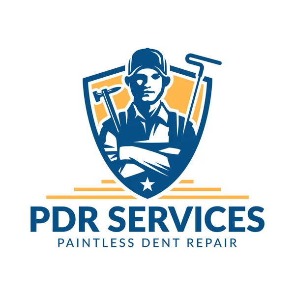 Paintless Dent Repair logosu, Pdr servis logosu, otomotiv şirketi — Stok Vektör