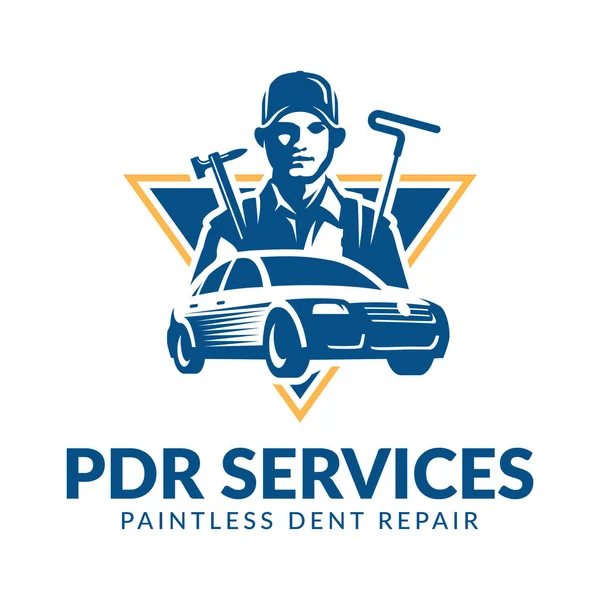 Paintless Dent Repair logosu, Pdr servis logosu, otomotiv şirketi — Stok Vektör