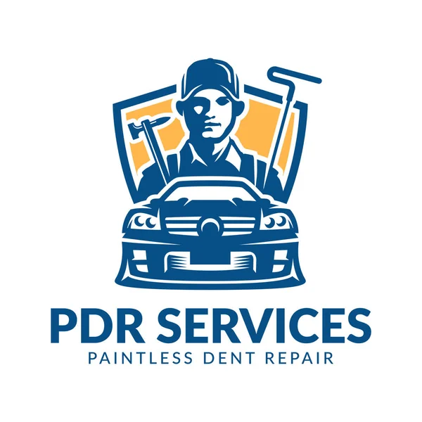 Lacklose Delle Reparatur-Logo, pdr service logo, Automobilunternehmen — Stockvektor