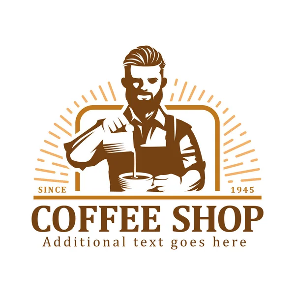 Logotipo de café, insignia de etiqueta de café vector o emblema sobre fondo blanco aislado, café — Vector de stock
