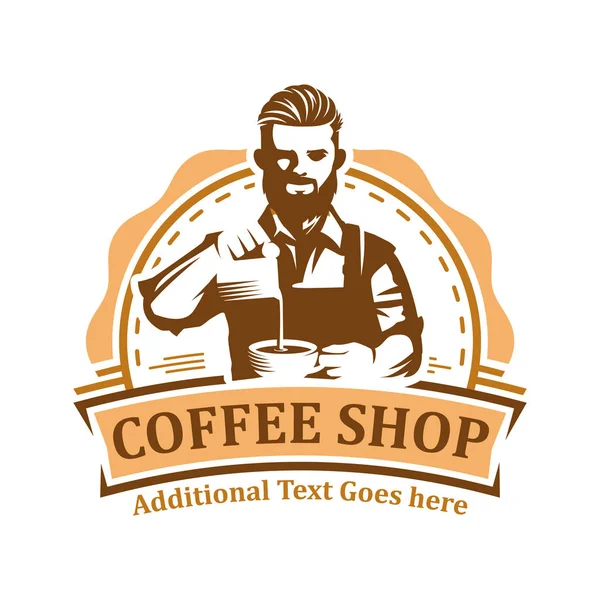 Kaffee-Logo, Vektor-Kaffee-Etikett-Abzeichen oder Emblem auf isoliertem weißen Hintergrund, Café — Stockvektor