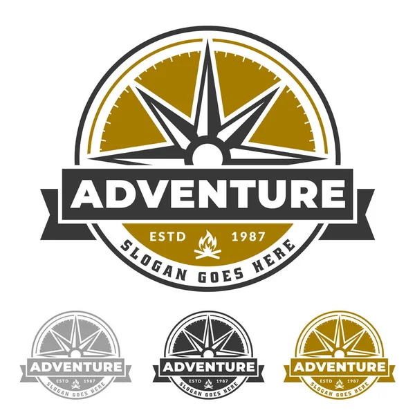 Logo de boussole pour la vie d'aventure, emblème extérieur et explorateur — Image vectorielle