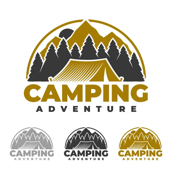 露营和徒步旅行标志设计，冒险生活，帐篷 — 图库矢量图片