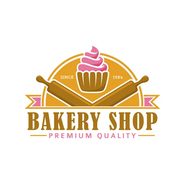 Шаблон логотипа пекарни, векторная иллюстрация. Эмблема пекарни, винтажный ретро стиль — стоковый вектор