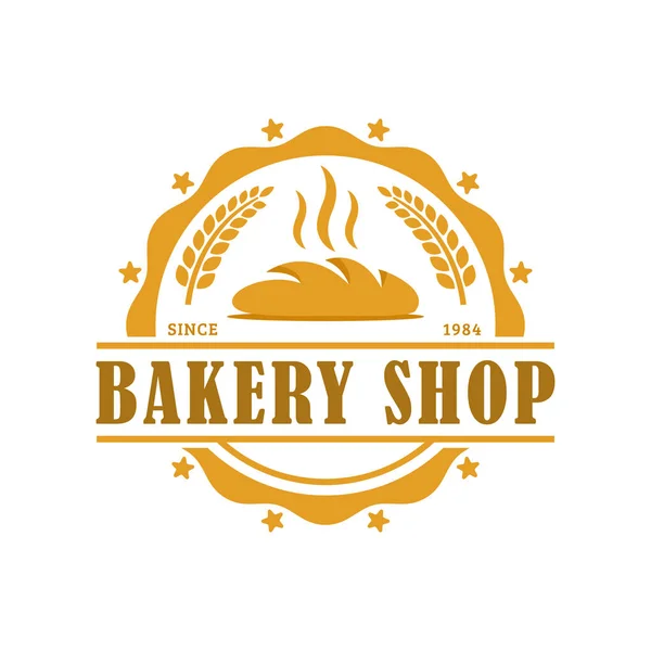Modello del logo della panetteria, illustrazione vettoriale. Emblema del negozio di panetteria, stile retrò vintage — Vettoriale Stock