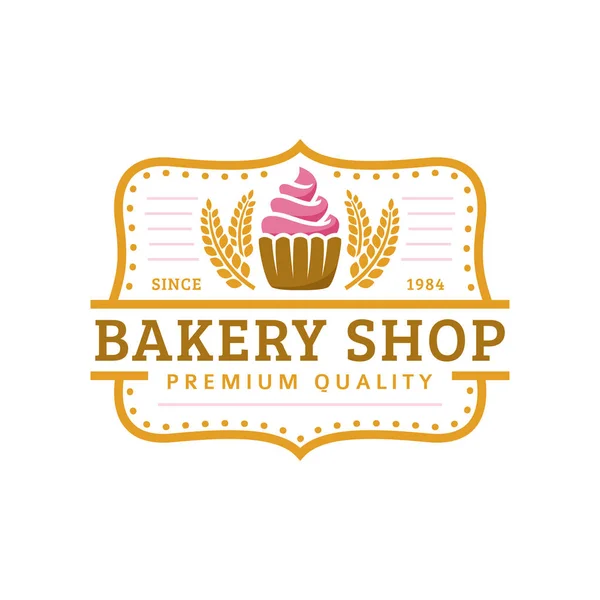 Padaria logotipo modelo, ilustração vetorial. Bakery loja emblema, estilo retro vintage — Vetor de Stock