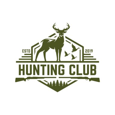 Deer or duck hunting logo, hunting badge or emblem for hunting club and sports clipart