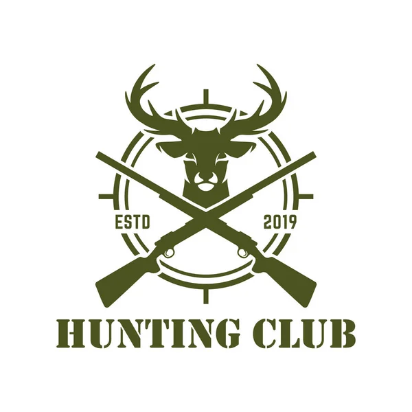 Jakt logotyp, jaktbadge eller emblem för Jaktklubb eller sport, hjortjakt stämpel — Stock vektor