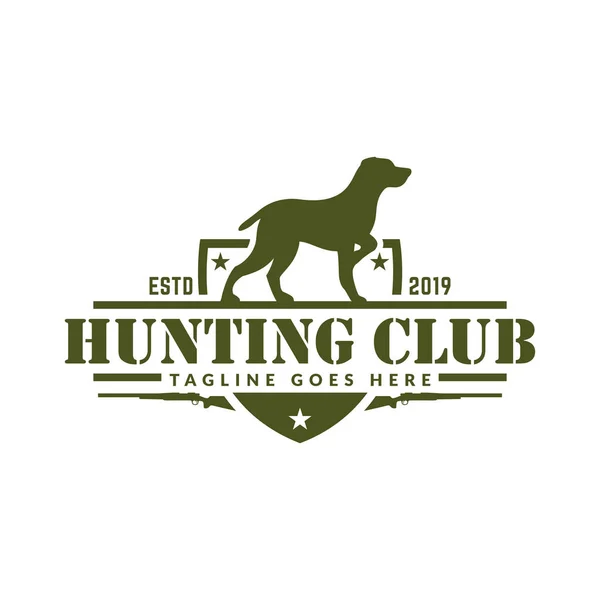 Hjort eller anka jakt logo, jakt Badge eller emblem för Jaktklubb och sport — Stock vektor