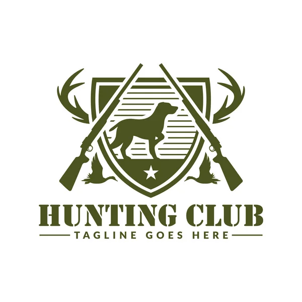 Логотип охоты на оленей или уток, охотничий значок или эмблема для охотничьего клуба и спорта — стоковый вектор