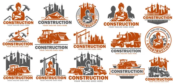 İnşaat logo şablon seti, logo paketi, logo paketleri, Konstrüksiyon logosu vektör paketi
