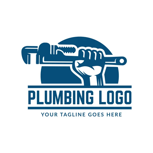 Plumbing logo template, easy to customize — Stock Vector