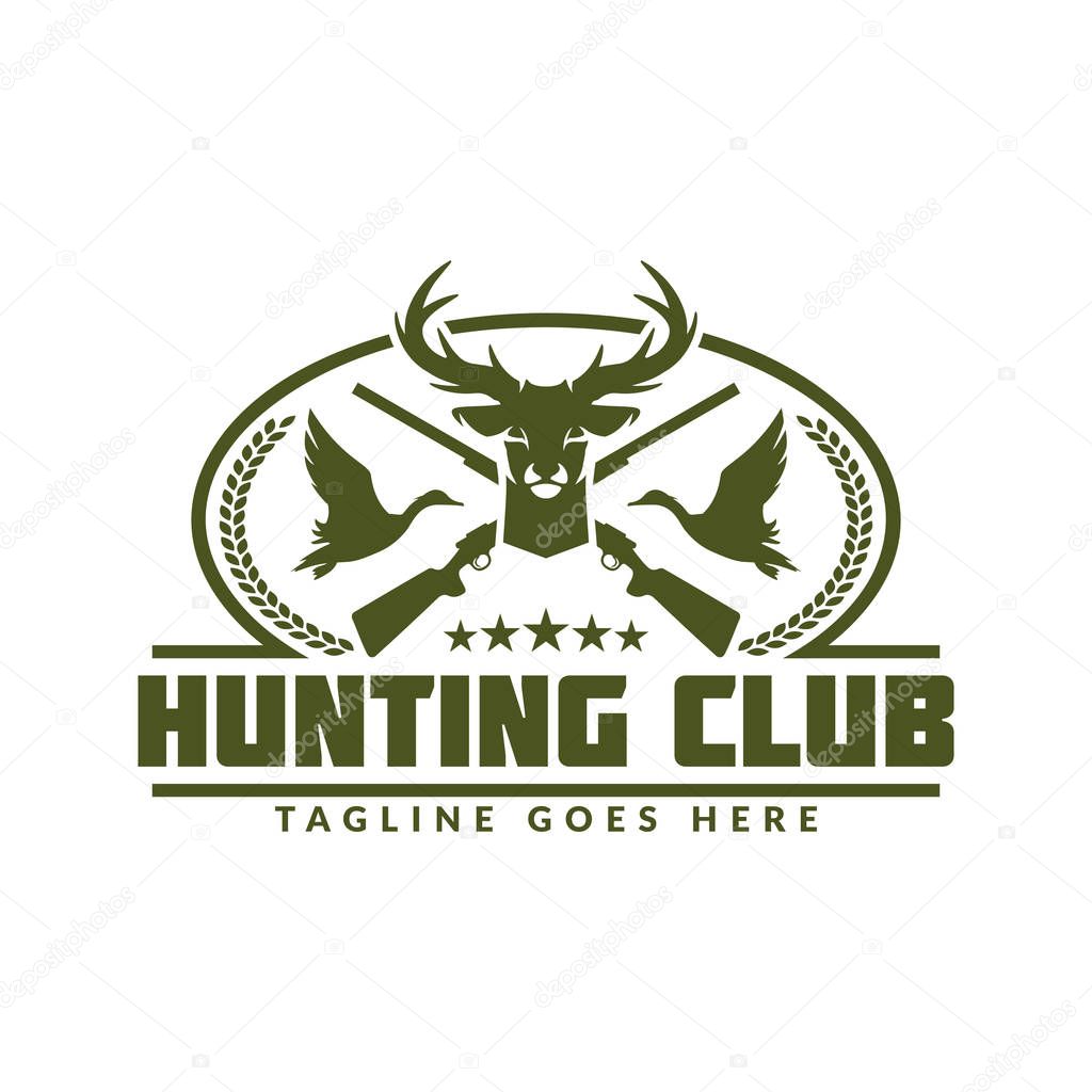 Deer or duck hunting logo, hunting badge or emblem for hunting club and sports