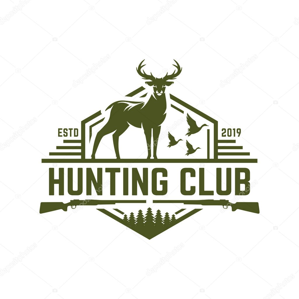 Deer or duck hunting logo, hunting badge or emblem for hunting club and sports