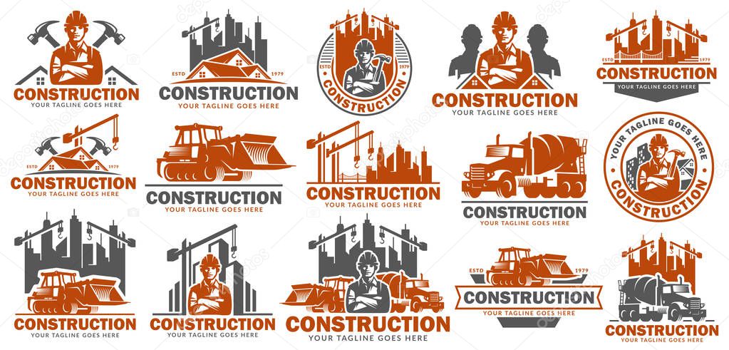 Construction logo template set, logo pack, logo bundles, vector pack of Construction logo, easy to edit