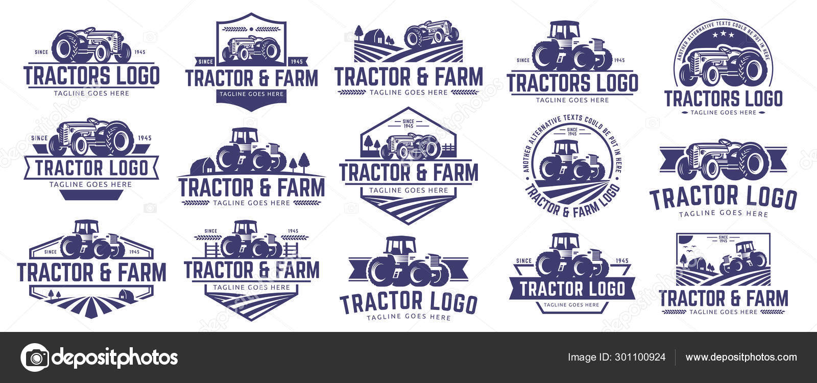 Gyűjtemény a traktor és a mezőgazdasági logo sablon, vektor készlet