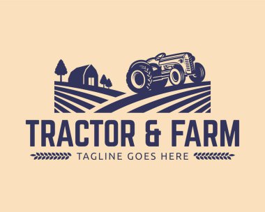 Traktör logo şablonu, çiftlik logosu vektör
