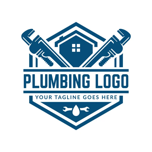 Plumbing logo template, easy to customize — Stock Vector