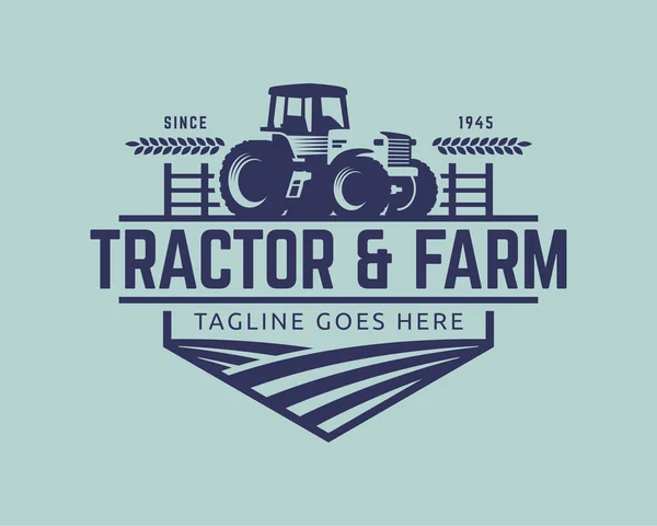 Modèle de logo de tracteur, vecteur de logo de ferme — Image vectorielle