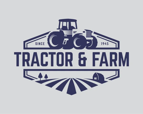 Шаблон логотипу трактора, вектор логотипу ферми — стоковий вектор