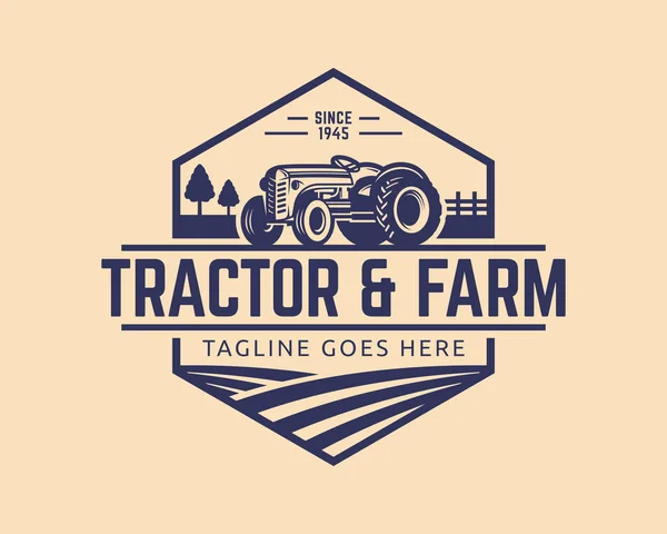 Шаблон логотипу трактора, вектор логотипу ферми — стоковий вектор