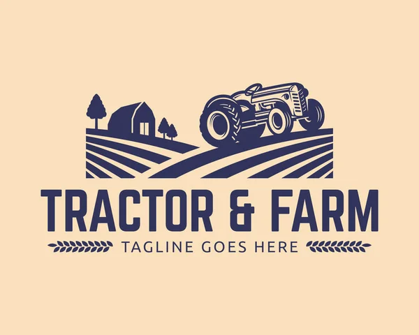 Modelo de logotipo do trator, vetor de logotipo da fazenda —  Vetores de Stock