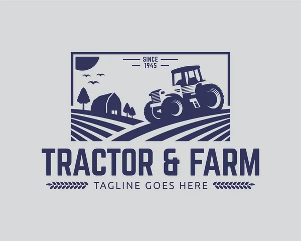 Modèle de logo de tracteur, vecteur de logo de ferme — Image vectorielle