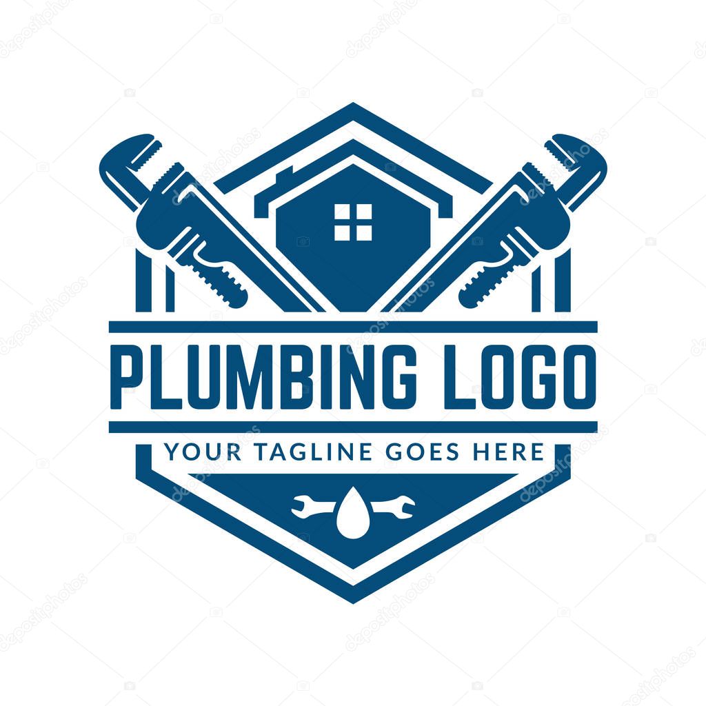 Plumbing logo template with retro or vintage style, perfect for your plumbing company brand