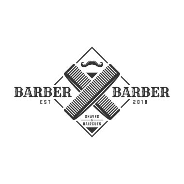 Izole beyaz arka plan barbershop vintage Logo şablonu